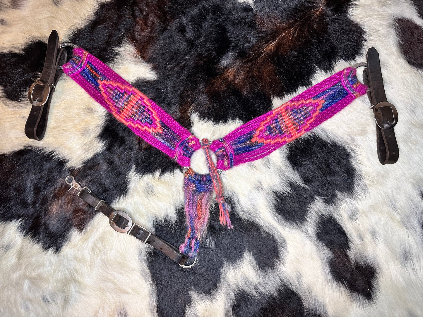 Pink/blue custom mohair breast collar