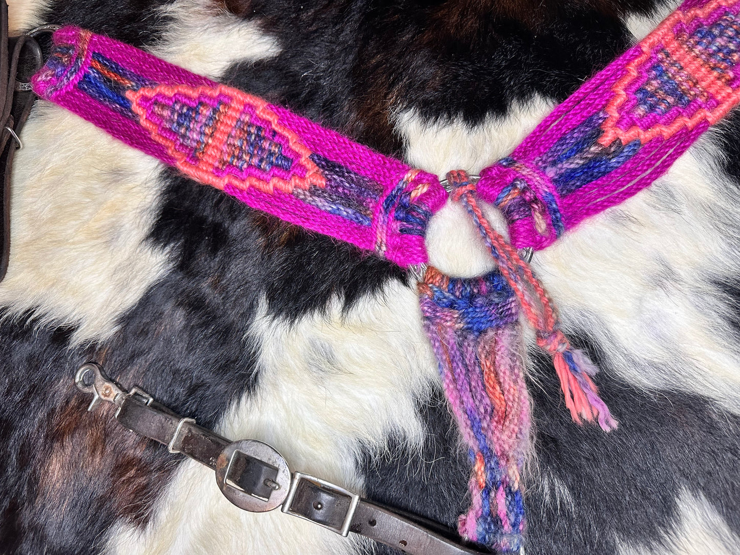 Pink/blue custom mohair breast collar