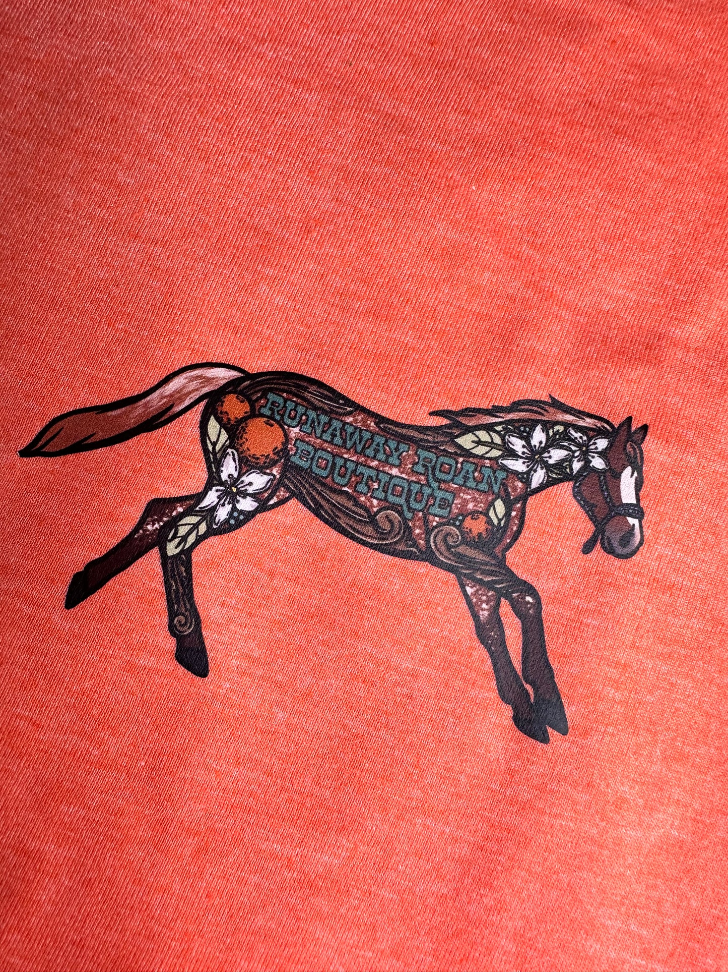 Running horse logo tee - heather orange - 2 sided