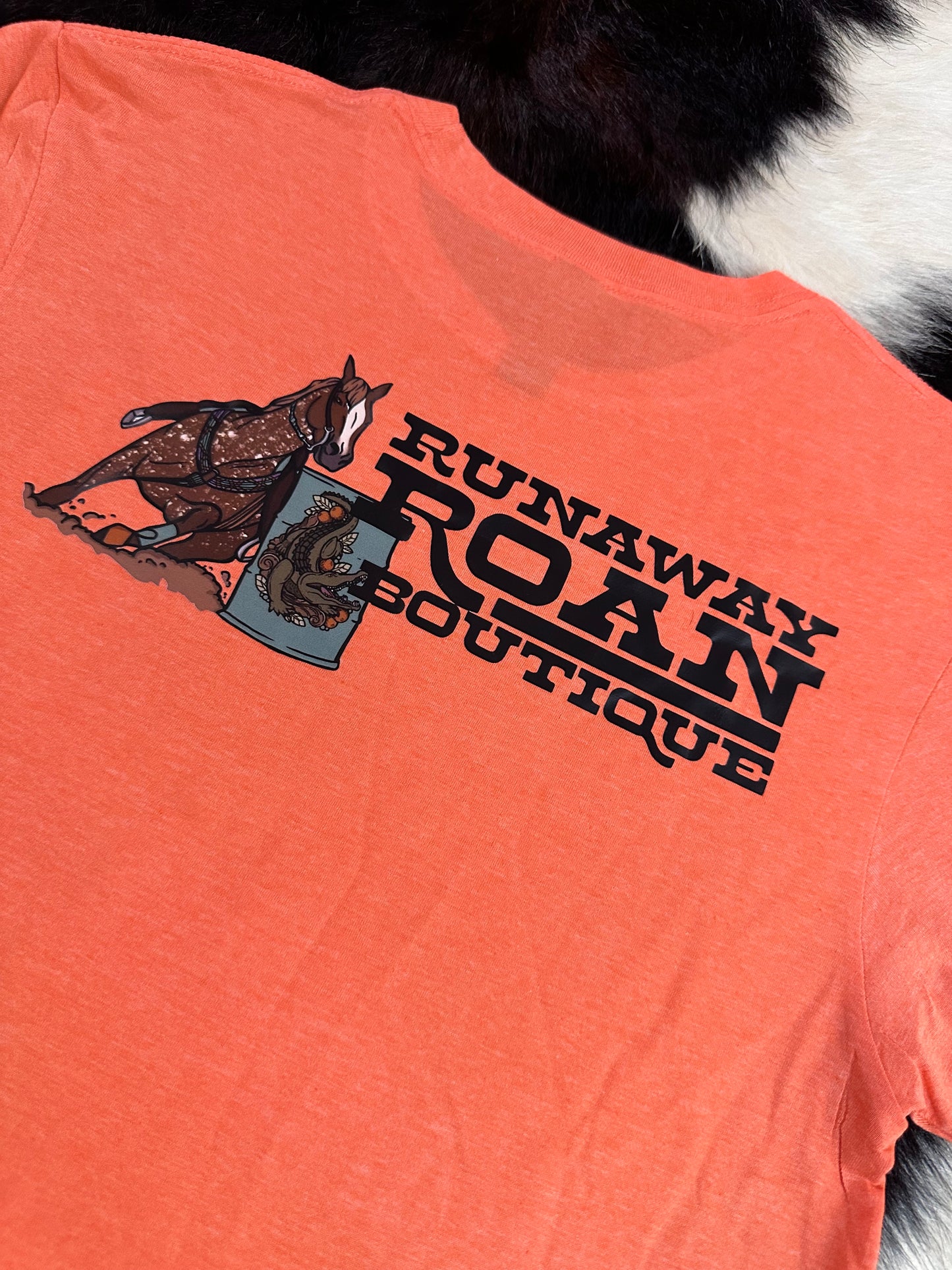 Barrel horse logo tee - heather orange - 2 sided