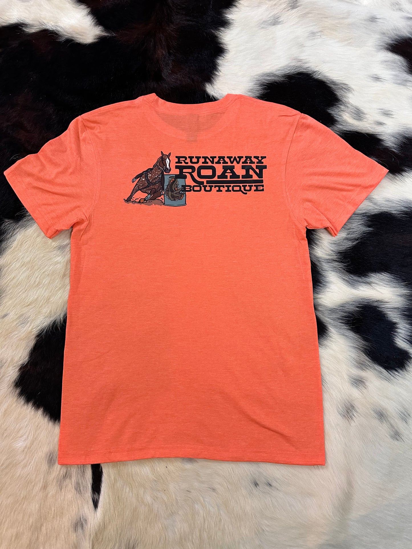 Barrel horse logo tee - heather orange - 2 sided
