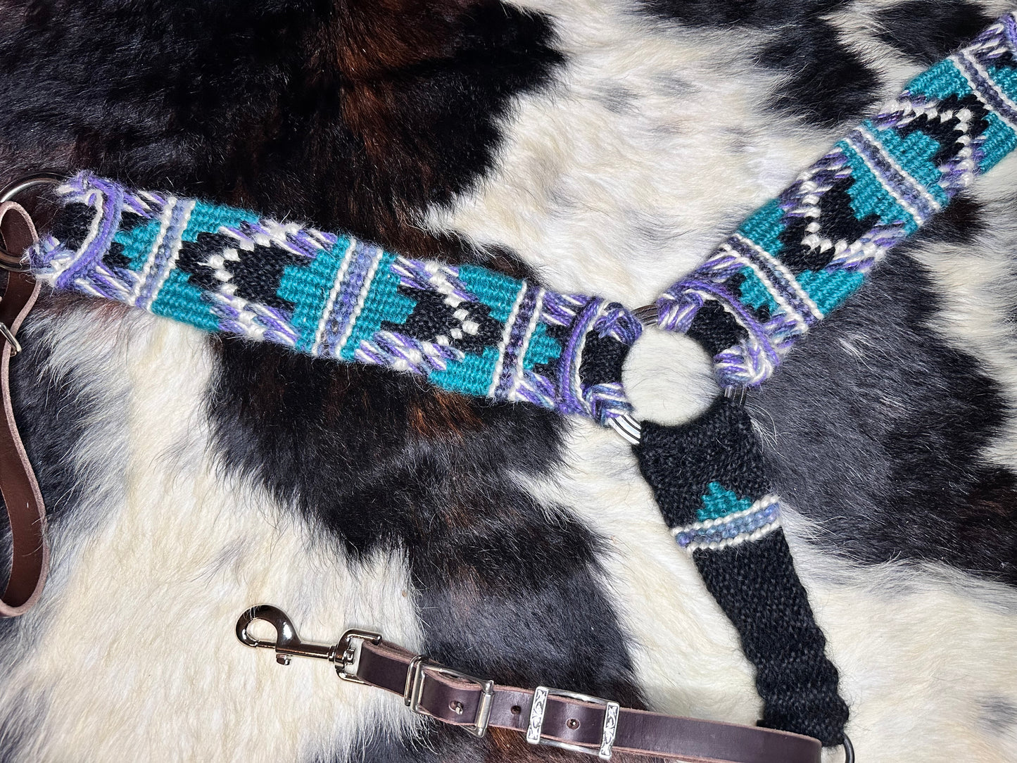 Teal & purple breast collar