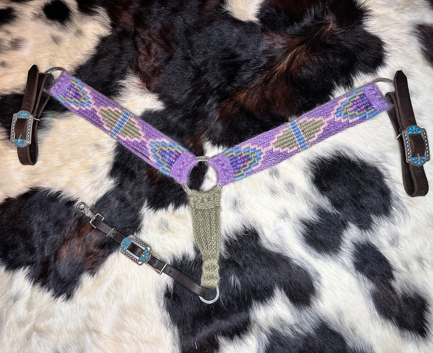 Lavender/sage custom mohair breast collar