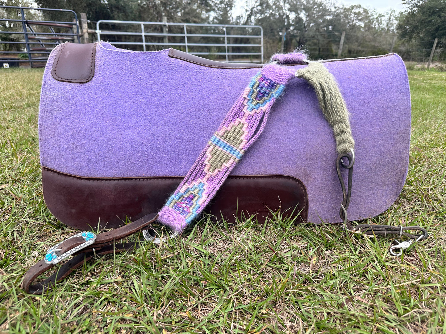 Lavender/sage custom mohair breast collar