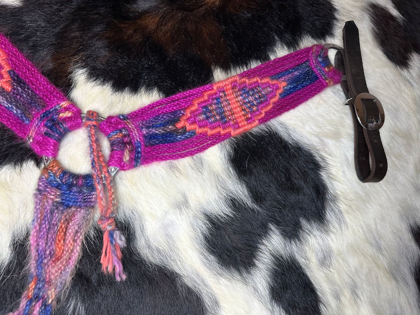 Pink/blue custom mohair breast collar