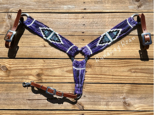 Purple and teal breast collar