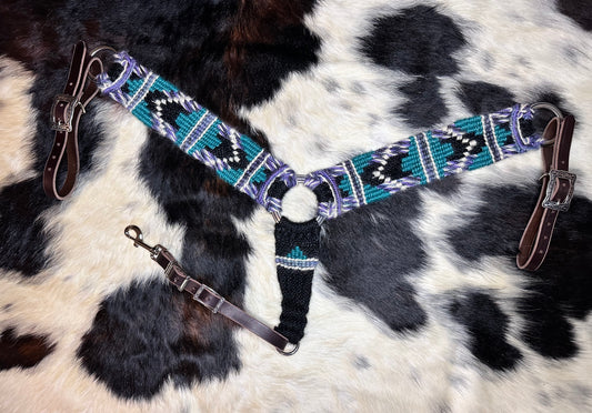 Teal & purple breast collar