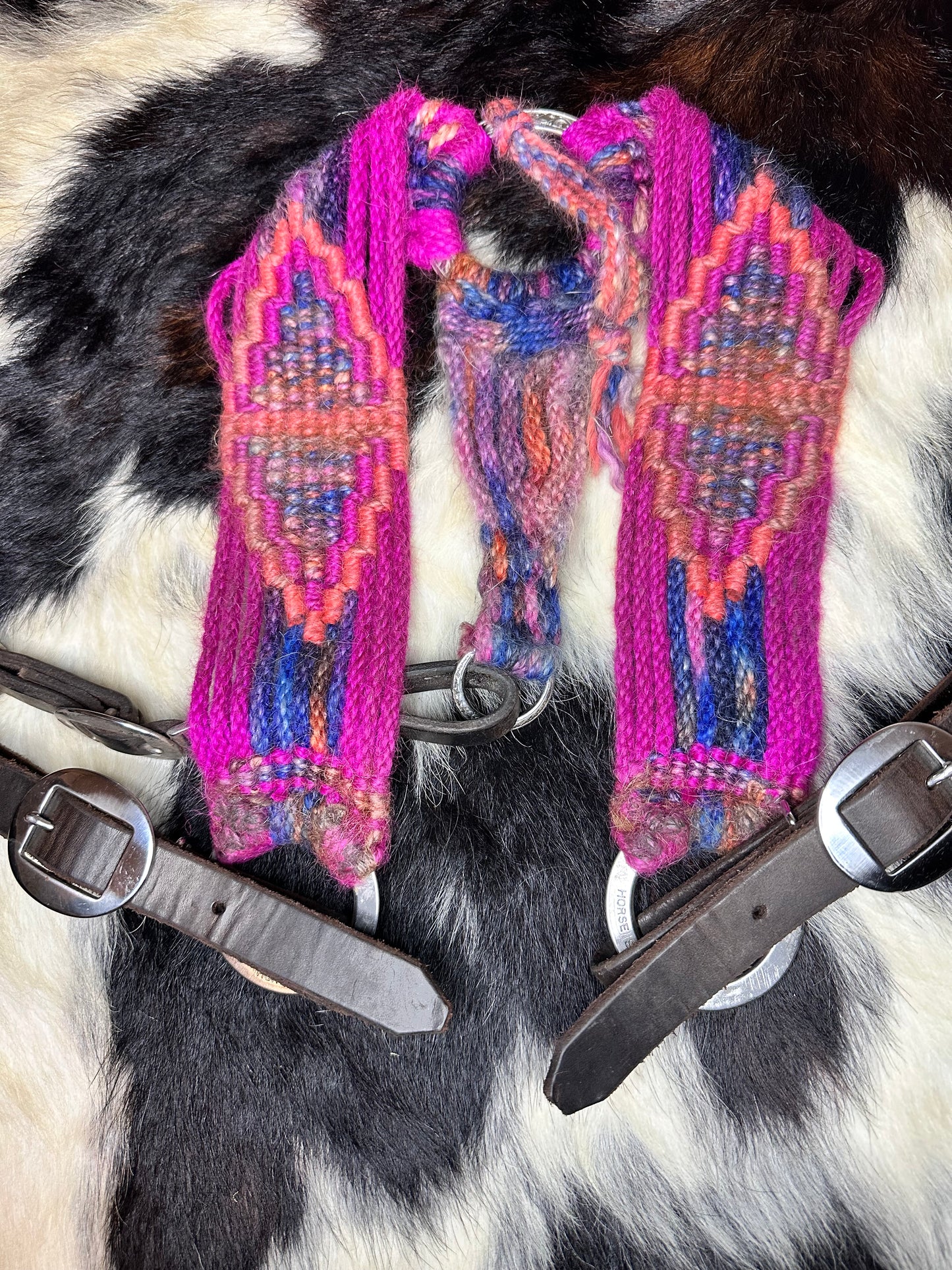 Pink/blue custom mohair breast collar