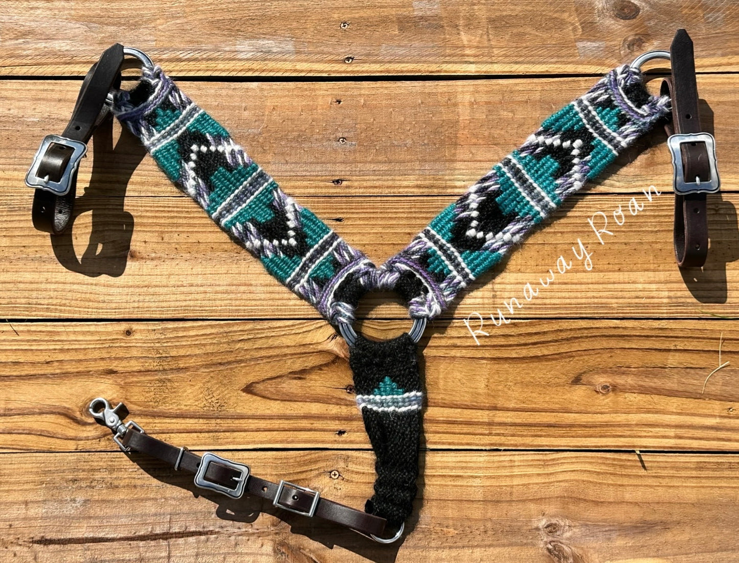 Teal & purple breast collar