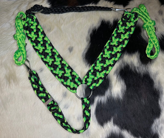 Lime&Black breast collar and wither strap